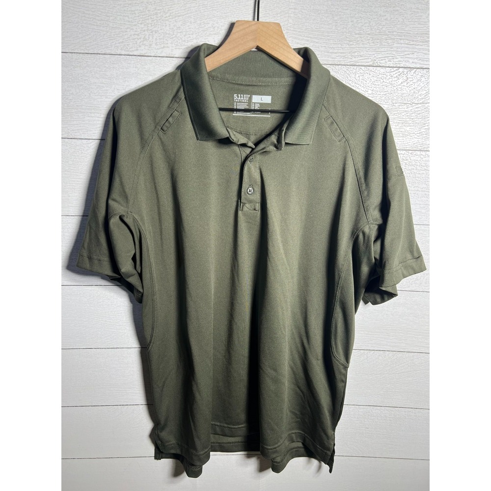 5.11 Tactical Polo Shirt Mens Large Green Short Sleeve Performance Utility Polo